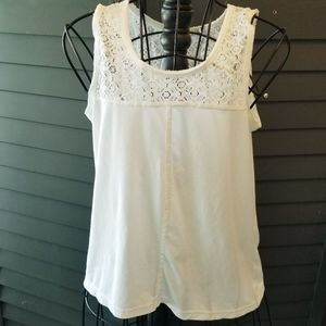 Prana white tank lace detail